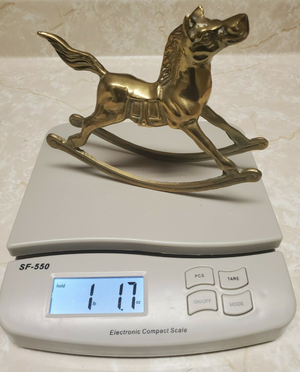 VINTAGE Solid Brass ROCKING HORSE Figurine Nursery 1.17LBS